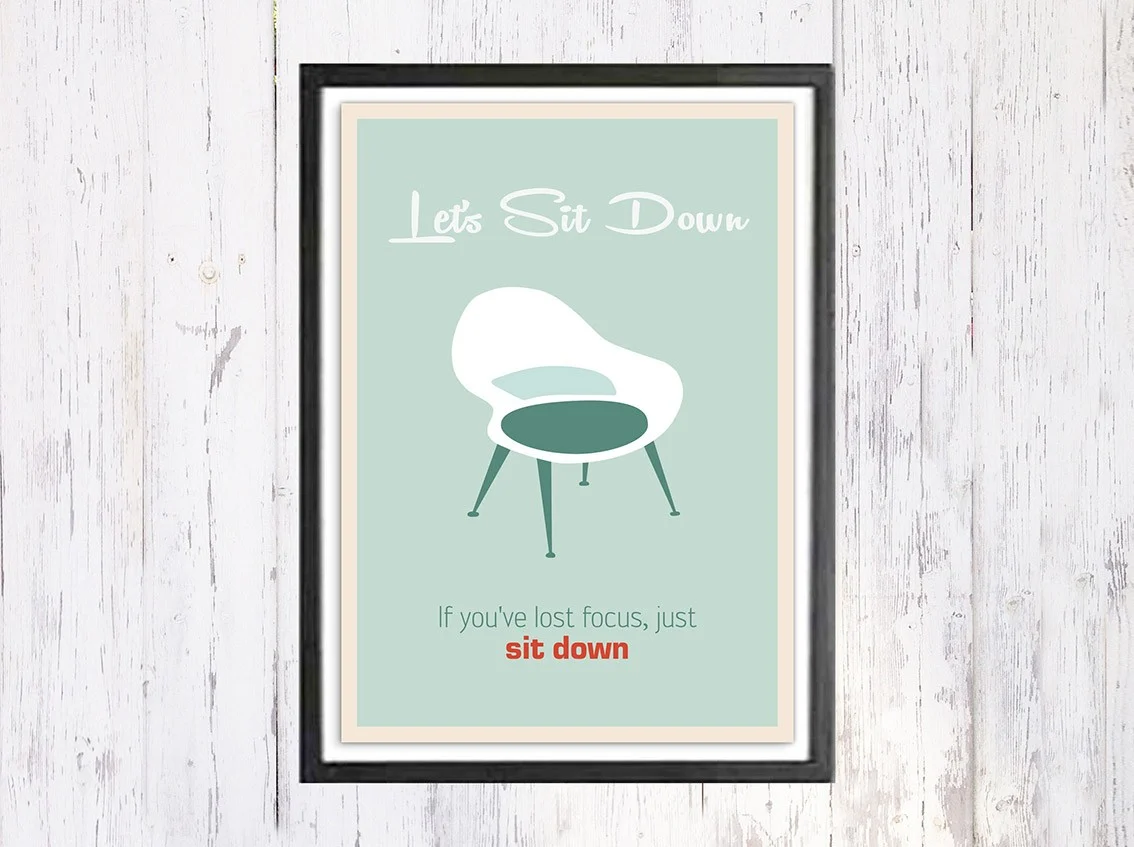 Lets Sit Down - תמונת רטרו, להדפסה עצמית
