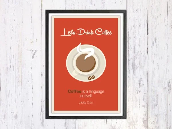 Lets Drink Coffee - תמונת רטרו, להדפסה עצמית