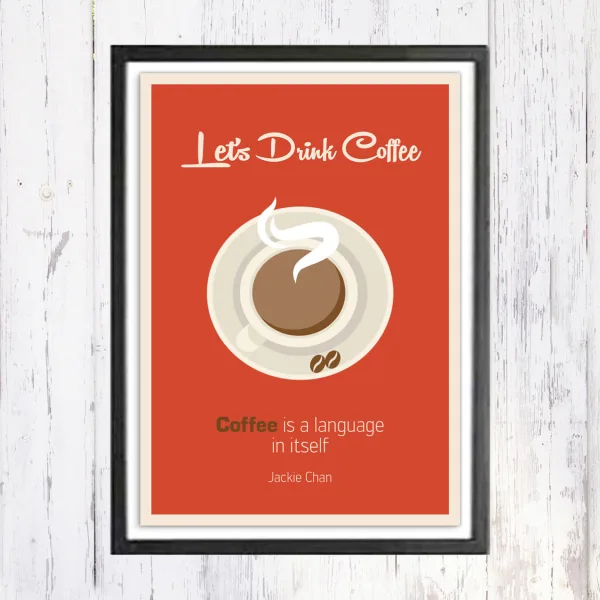 Lets Drink Coffee - תמונת רטרו, להדפסה עצמית
