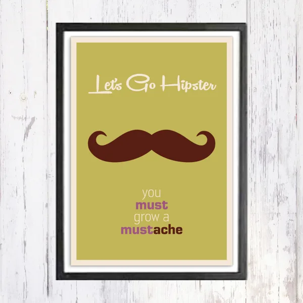 Lets Go Hipster - תמונת רטרו, להדפסה עצמית