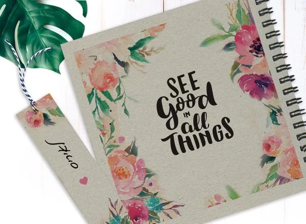 מחברת מטרות אישית, בעיצוב פרחוני, ״See Good In All Things״