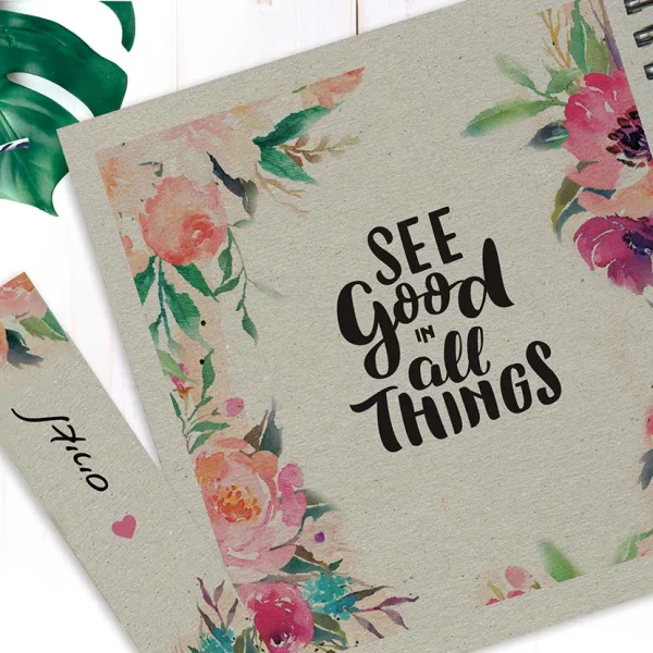 מחברת מטרות אישית, בעיצוב פרחוני, ״See Good In All Things״