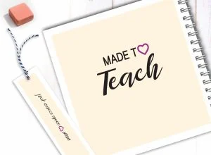 מתנה למורה, מחברת עם שם ומשפט השראה:Made to Teach – תמונה 1