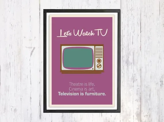 Lets Watch TV - תמונת רטרו, להדפסה עצמית