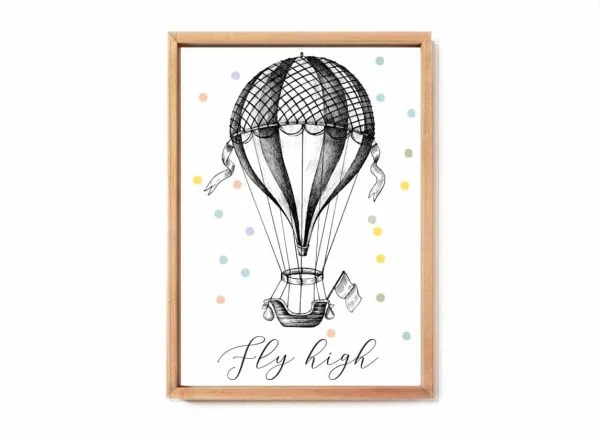 הדפס לחדר ילדים בשחור לבן Fly Hight