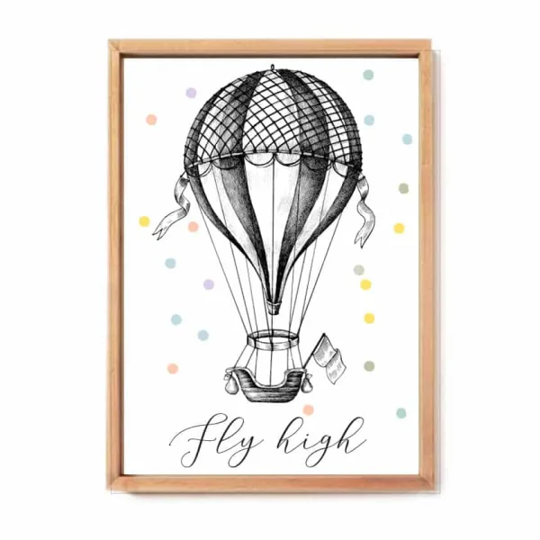 הדפס לחדר ילדים בשחור לבן Fly Hight