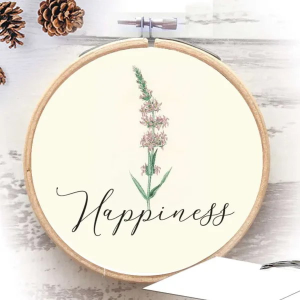 Happiness חישוק רקמה עם מילת השראה