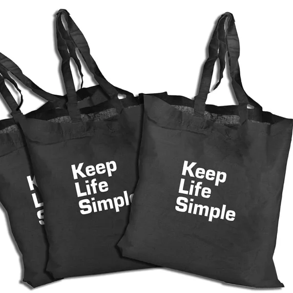 תיק כותנה שחור "Keep Life Simple"