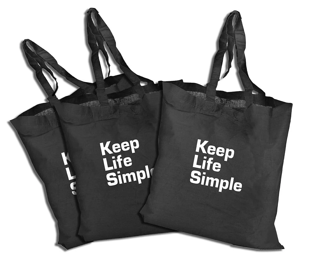 תיק כותנה שחור "Keep Life Simple"