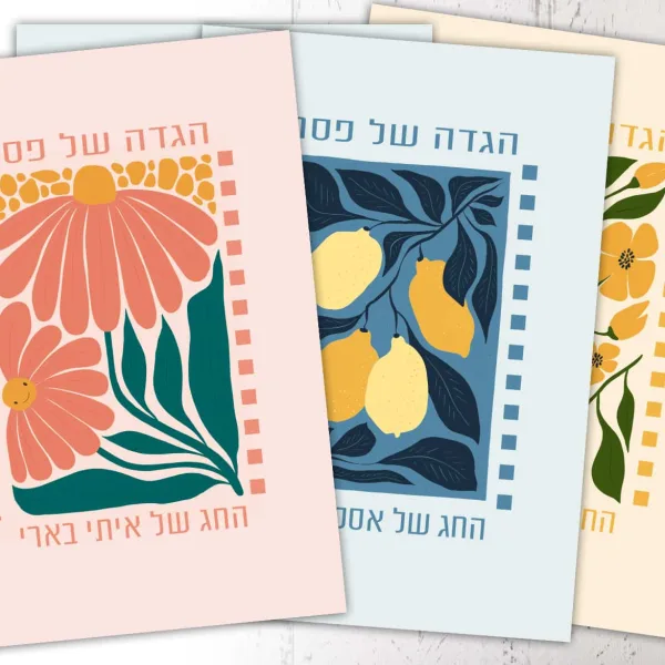 סט הגדות מצויירות ופרחוניות לליל הסדר