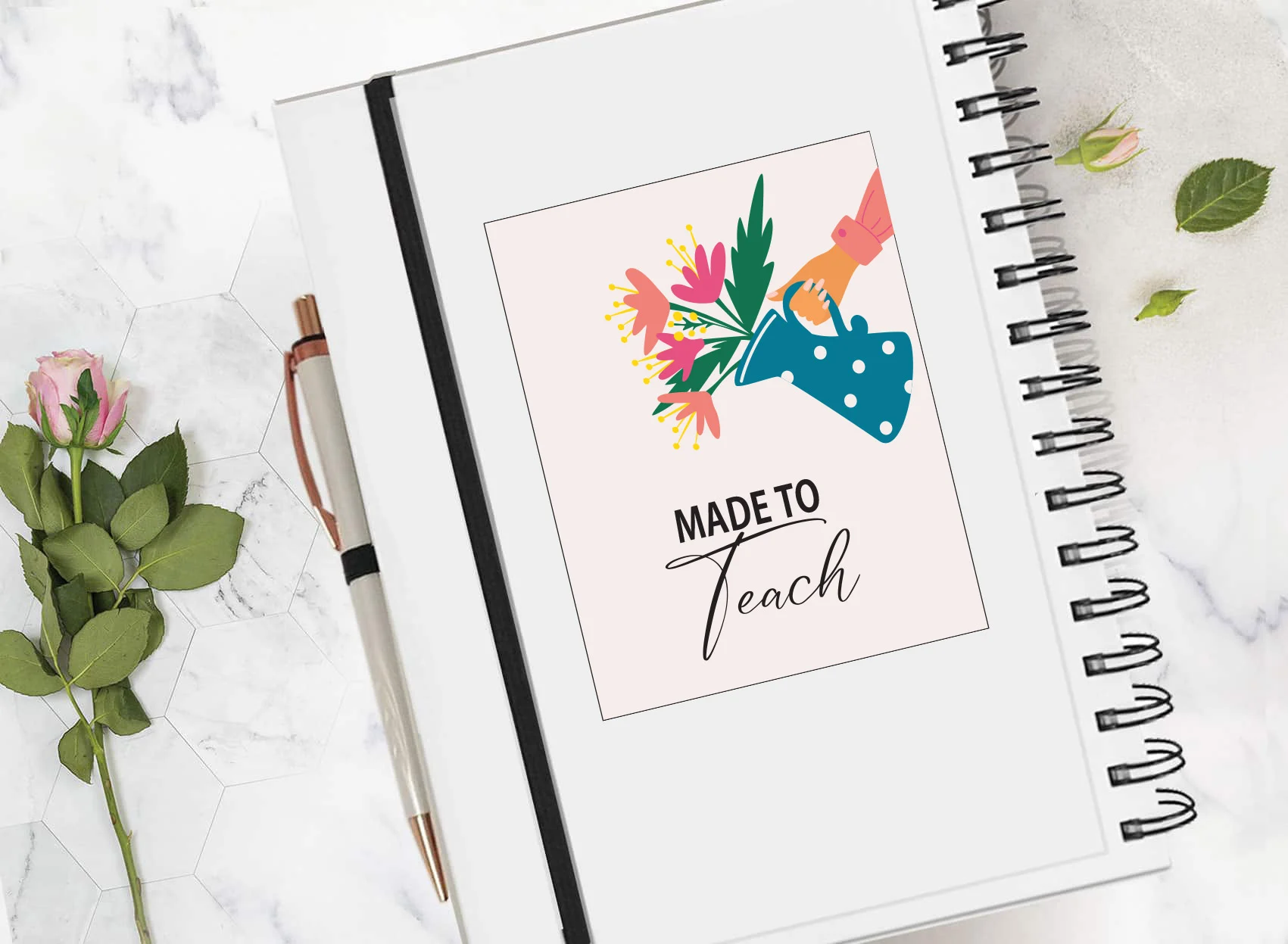מחברת אישית עם שם כריכה קשה Made to Teach